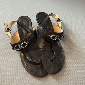 COACH Black Women's Sandals with Silver Accents, Size 6-1/2" and 7"